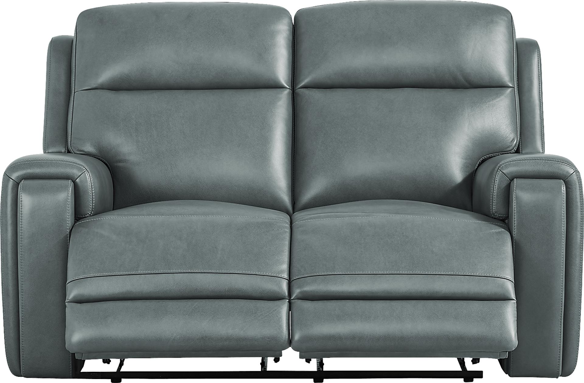 Genesis Blue Leather Non-Power Reclining Loveseat