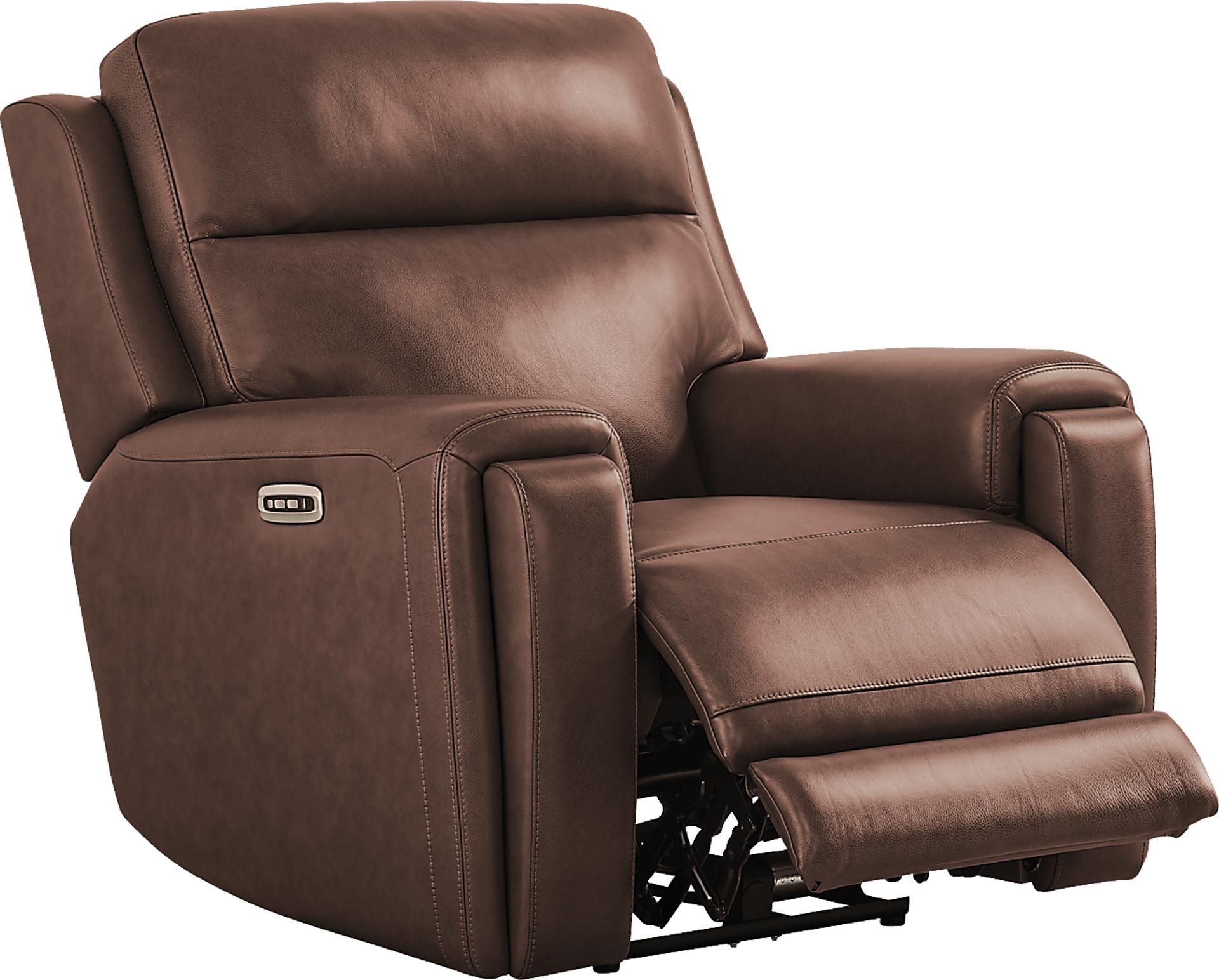 Genesis Brown Leather Dual Power Recliner