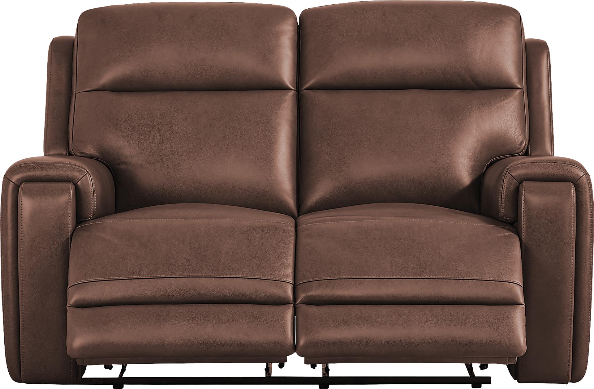 Genesis Brown Leather Non-Power Reclining Loveseat
