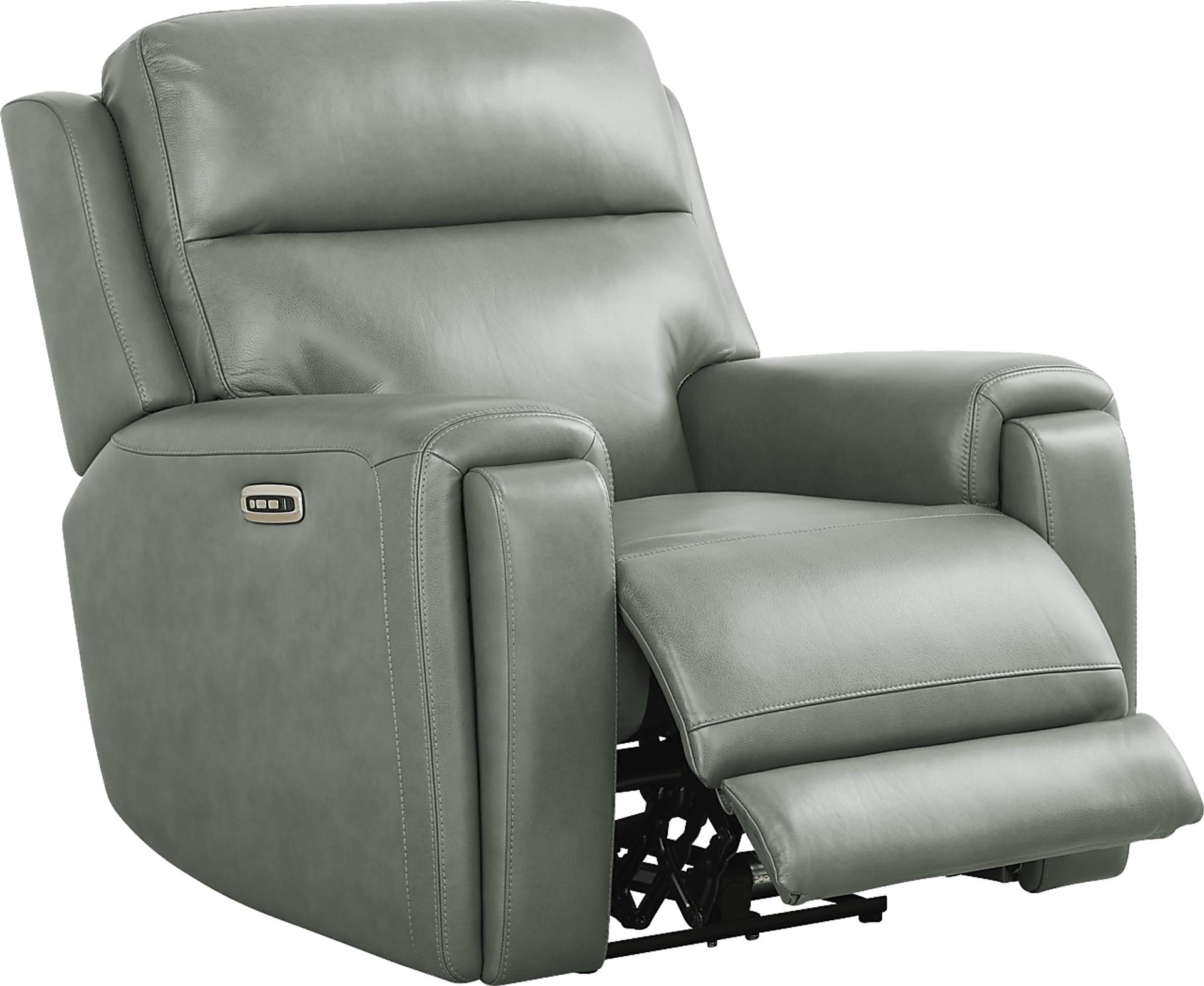 Genesis Green Leather Dual Power Recliner