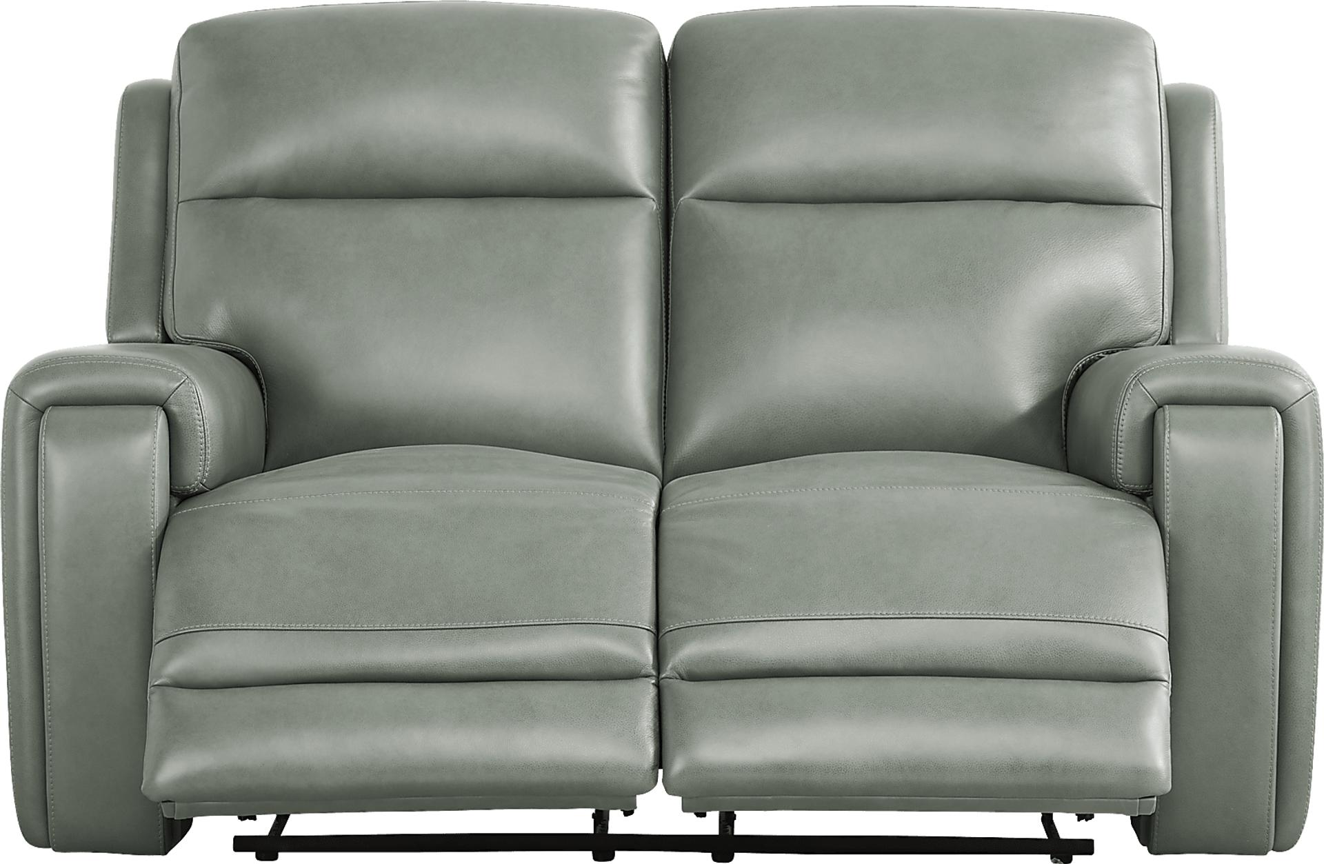 Genesis Green Leather Non-Power Reclining Loveseat