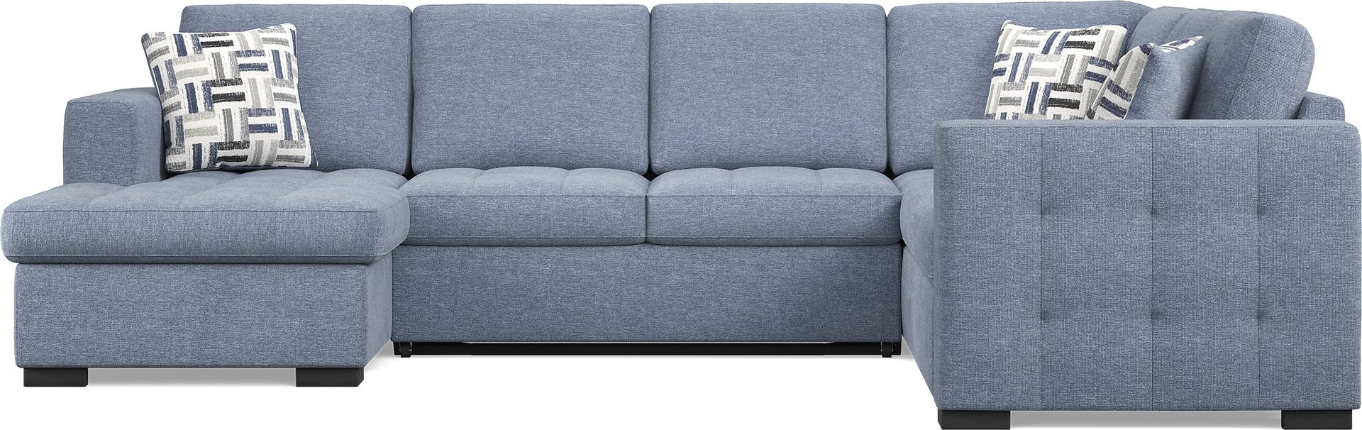 Geneva Blue 6 Pc Sleeper Sectional Living Room - Image 4