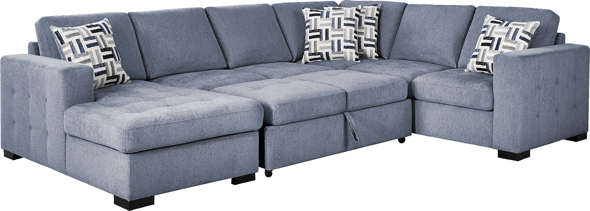 Geneva Blue 3 Pc Sleeper Sectional - Image 4