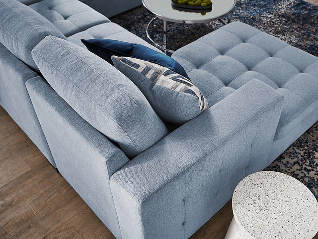 Geneva Blue 6 Pc Sleeper Sectional Living Room - Thumbnail - Image 12