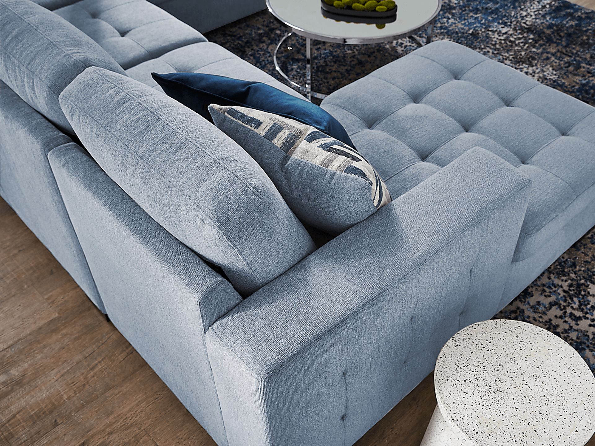 Geneva Blue 3 Pc Sleeper Sectional - Image 11