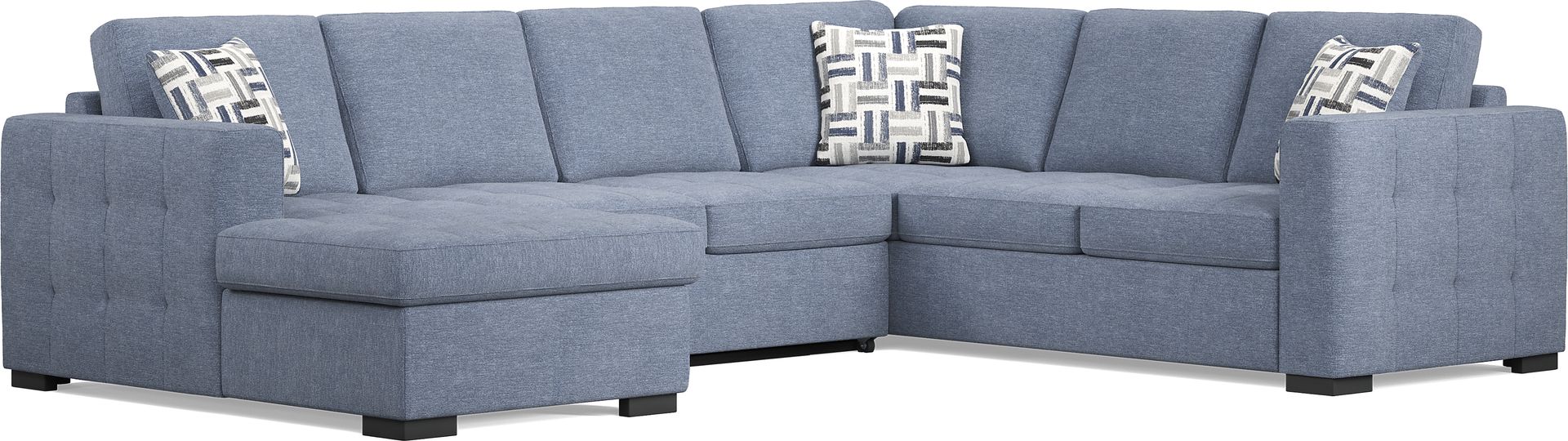 Geneva Blue 6 Pc Sleeper Sectional Living Room - Image 3