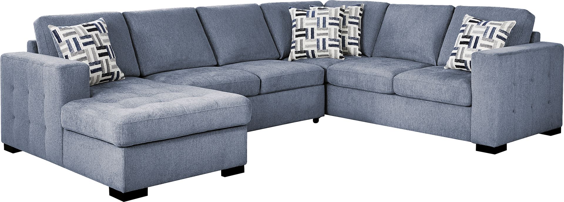 Geneva Blue 3 Pc Sleeper Sectional - Image 1