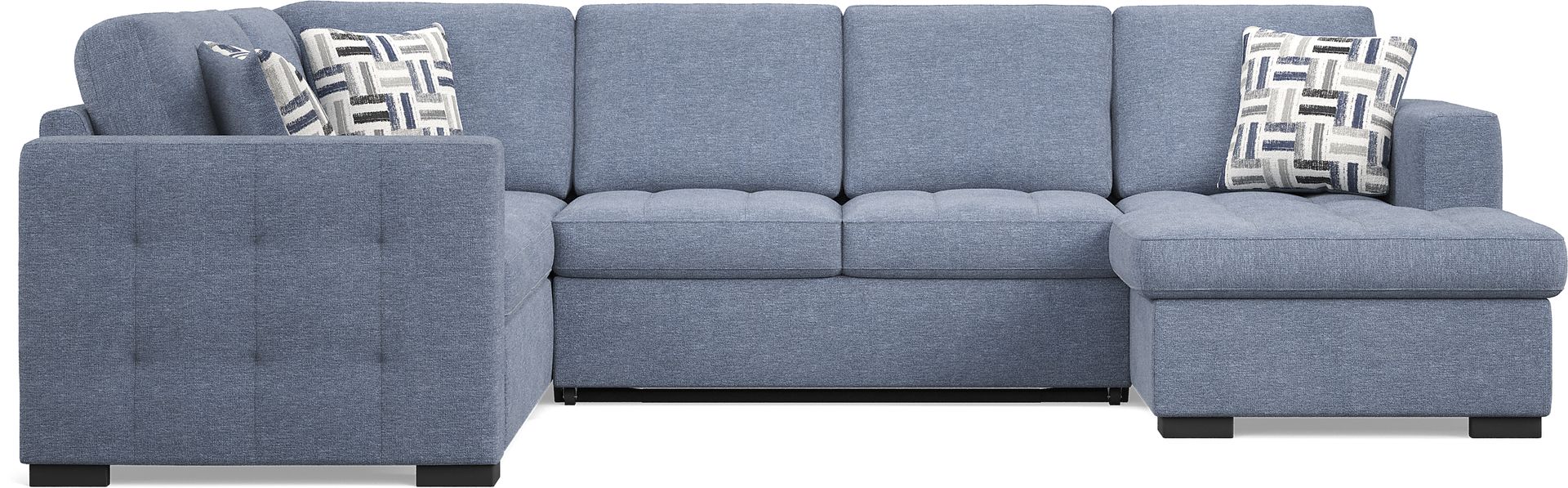 Geneva Blue 3 Pc Sleeper Sectional - Image 3