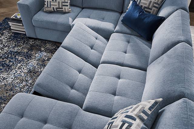 Geneva Blue 6 Pc Sleeper Sectional Living Room - Thumbnail - Image 9