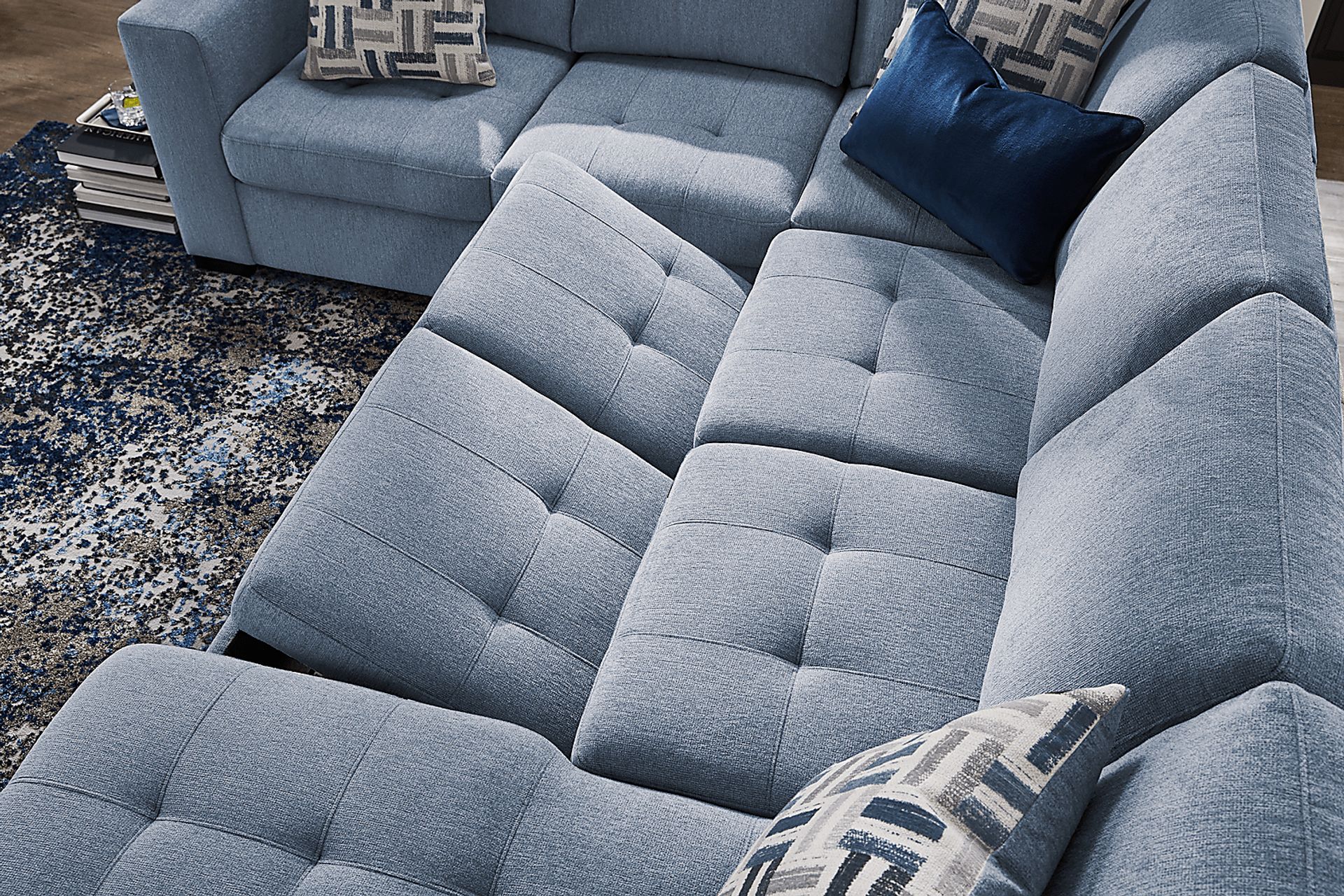 Geneva Blue 3 Pc Sleeper Sectional - Image 8