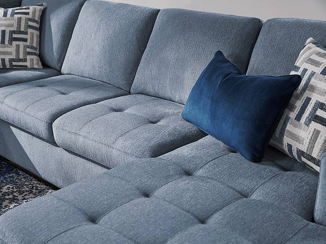 Geneva Blue 6 Pc Sleeper Sectional Living Room - Thumbnail - Image 11