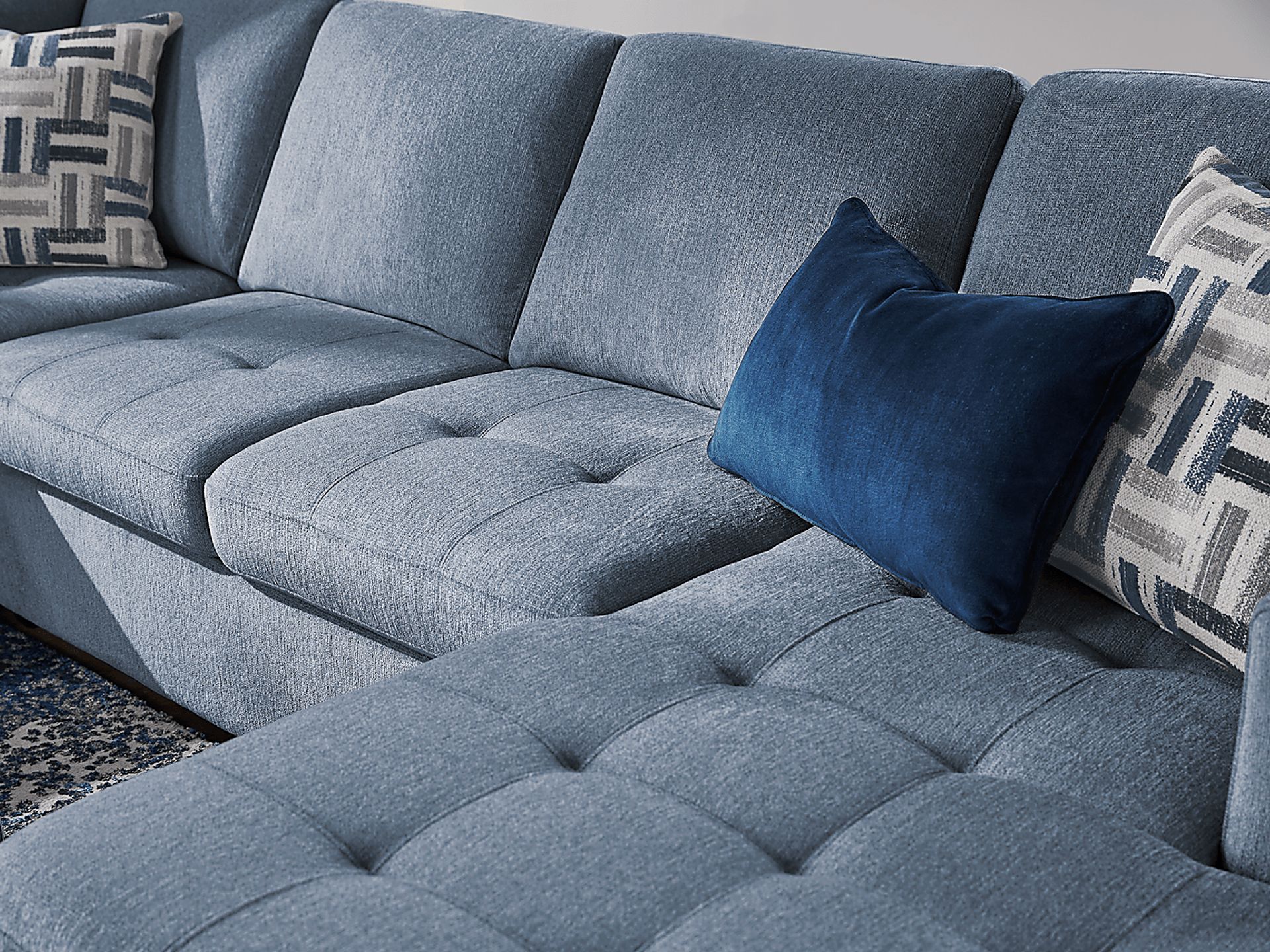 Geneva Blue 3 Pc Sleeper Sectional - Image 10
