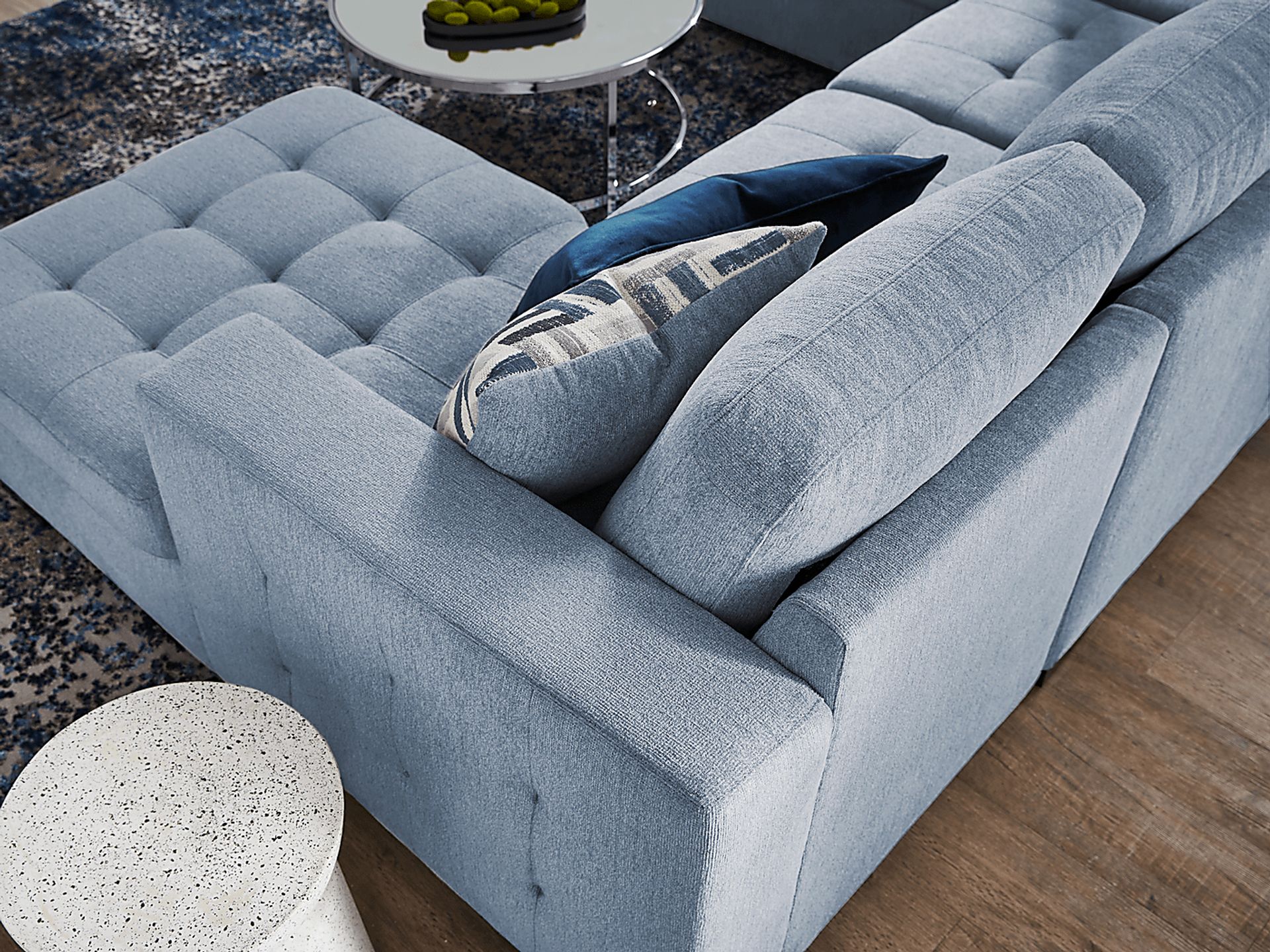 Geneva Blue 3 Pc Sleeper Sectional - Image 11