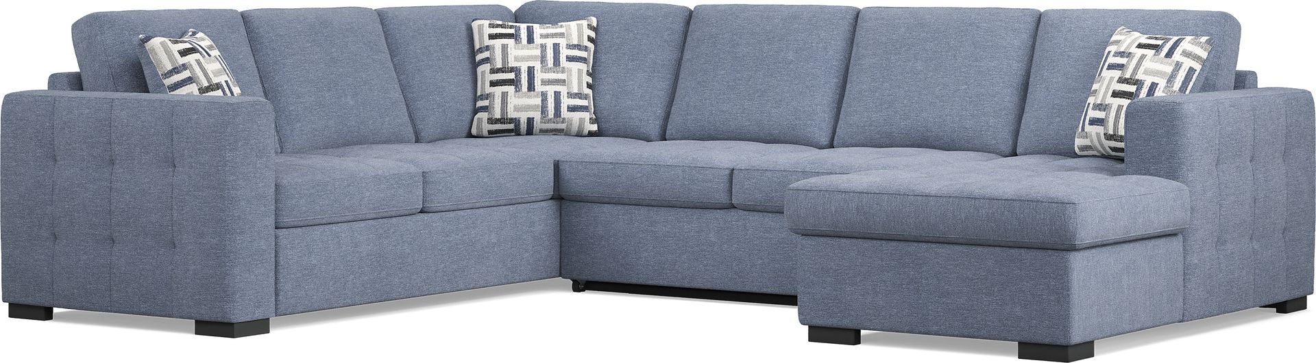 Geneva Blue 3 Pc Sleeper Sectional - Image 1