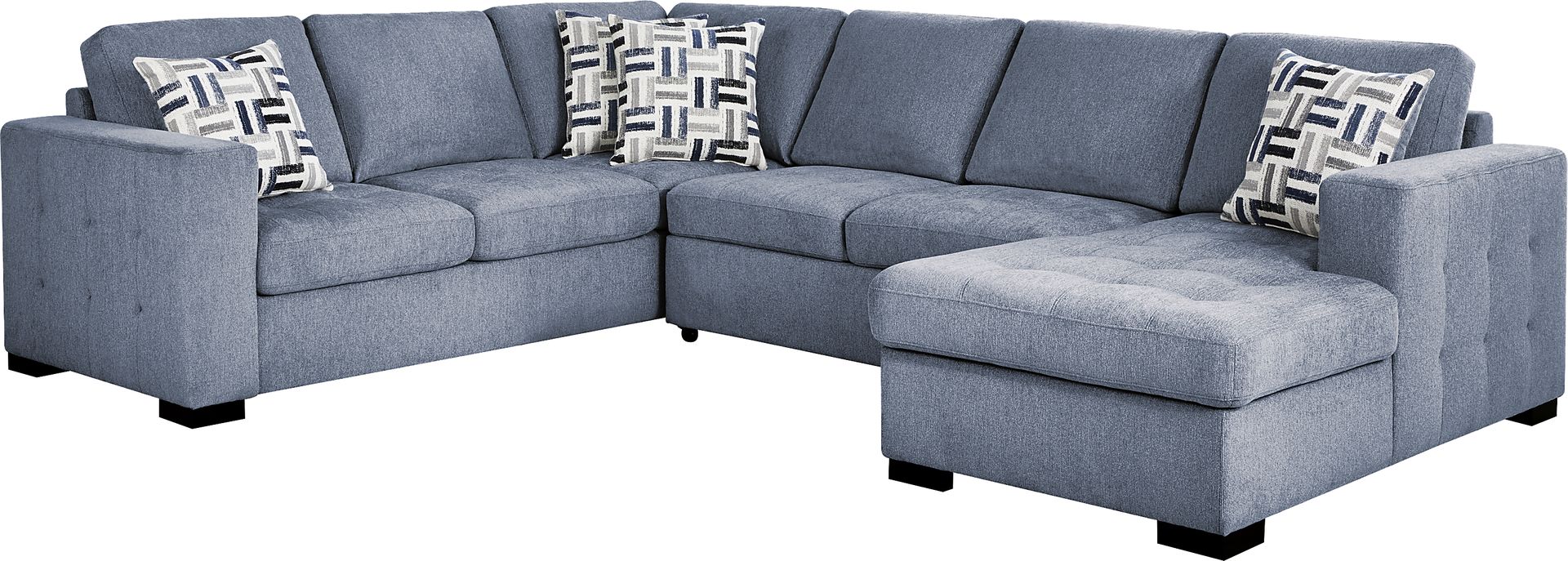 Geneva Blue 3 Pc Sleeper Sectional - Image 1