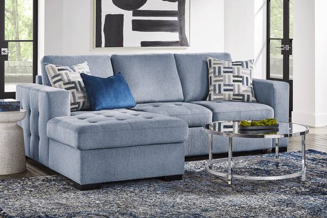 Geneva Blue 5 Pc Sleeper Sectional Living Room - Thumbnail - Image 1