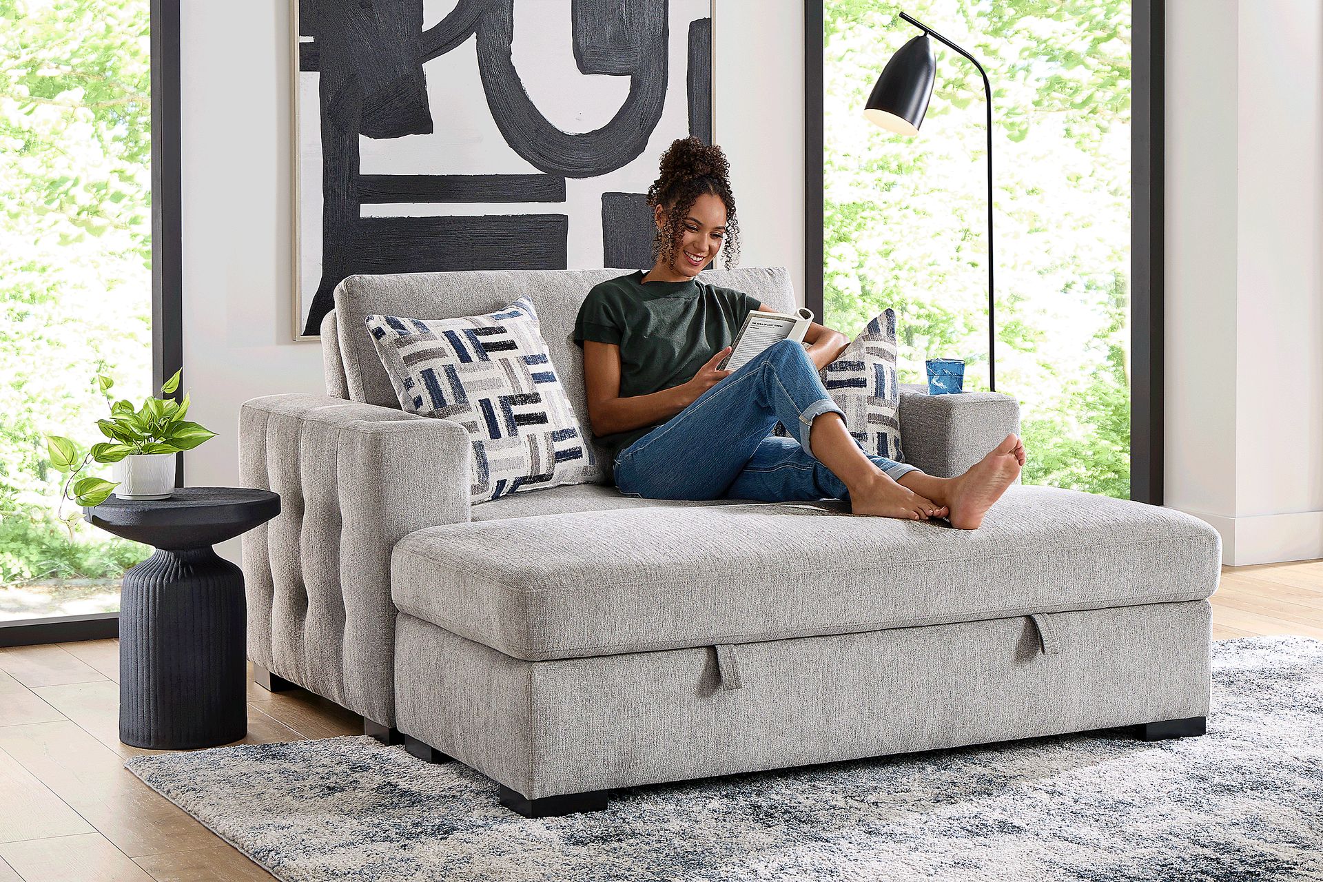 Geneva Gray 2 Pc Chaise - Image 4