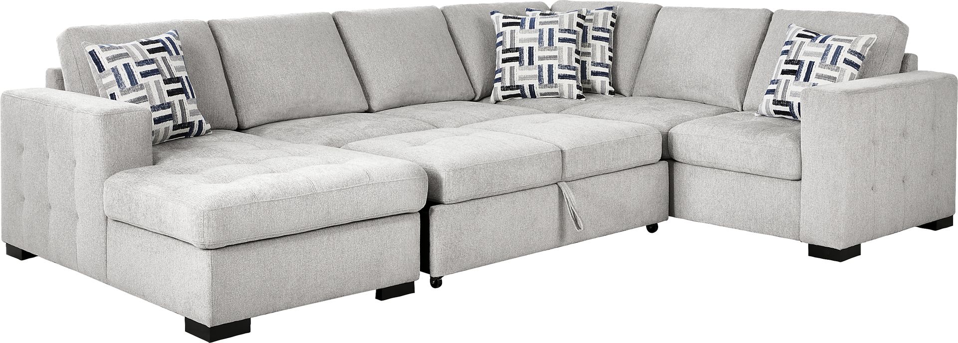 Geneva Gray 3 Pc Sleeper Sectional - Image 4
