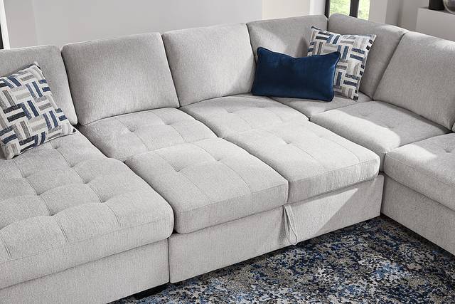 Geneva Gray 6 Pc Sleeper Sectional Living Room - Thumbnail - Image 7