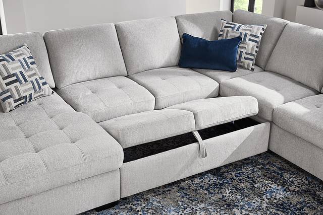 Geneva Gray 6 Pc Sleeper Sectional Living Room - Thumbnail - Image 8