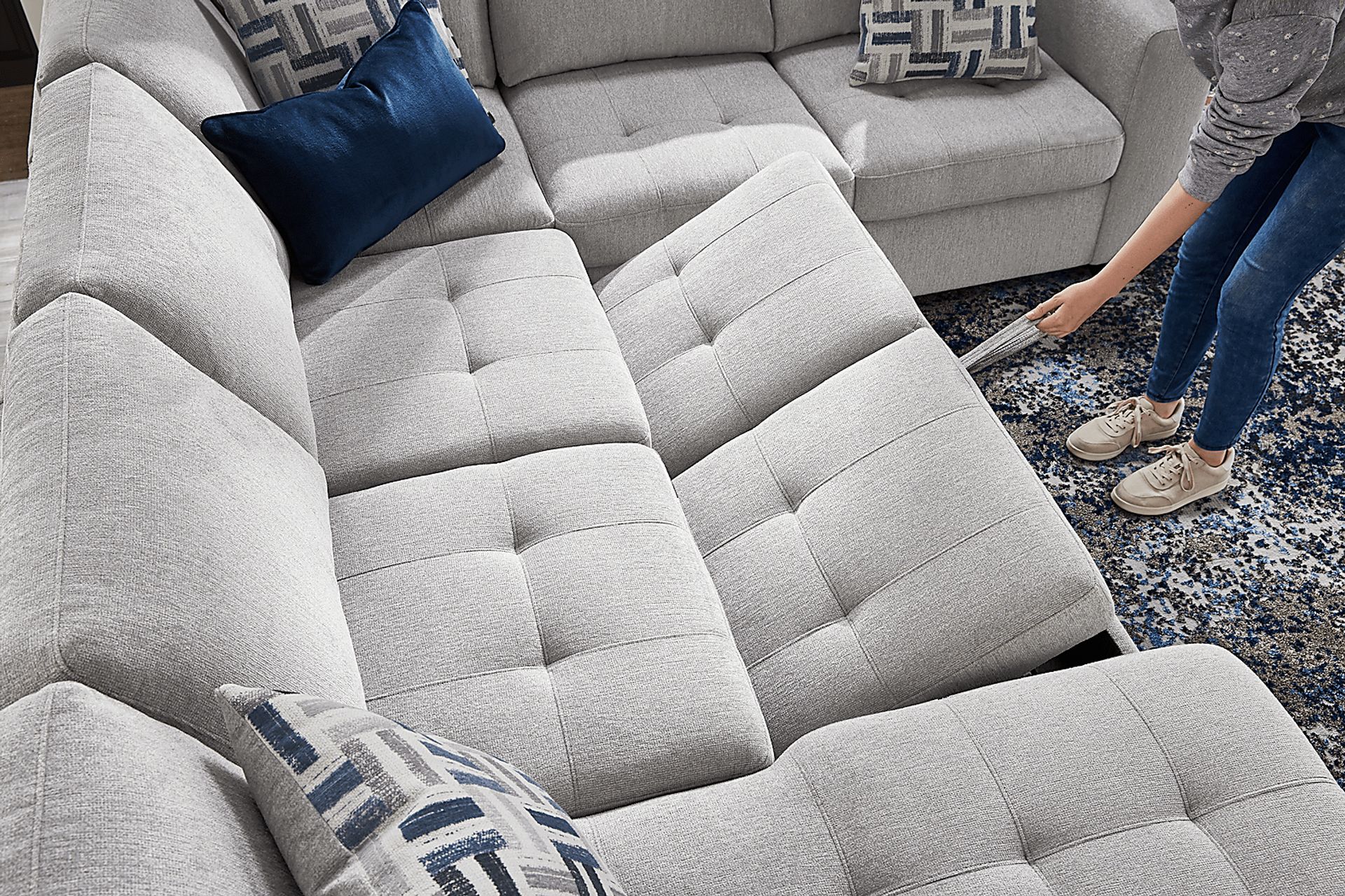 Geneva Gray 3 Pc Sleeper Sectional - Image 9