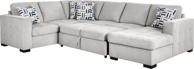 Geneva Gray 6 Pc Sleeper Sectional Living Room - Thumbnail - Image 5