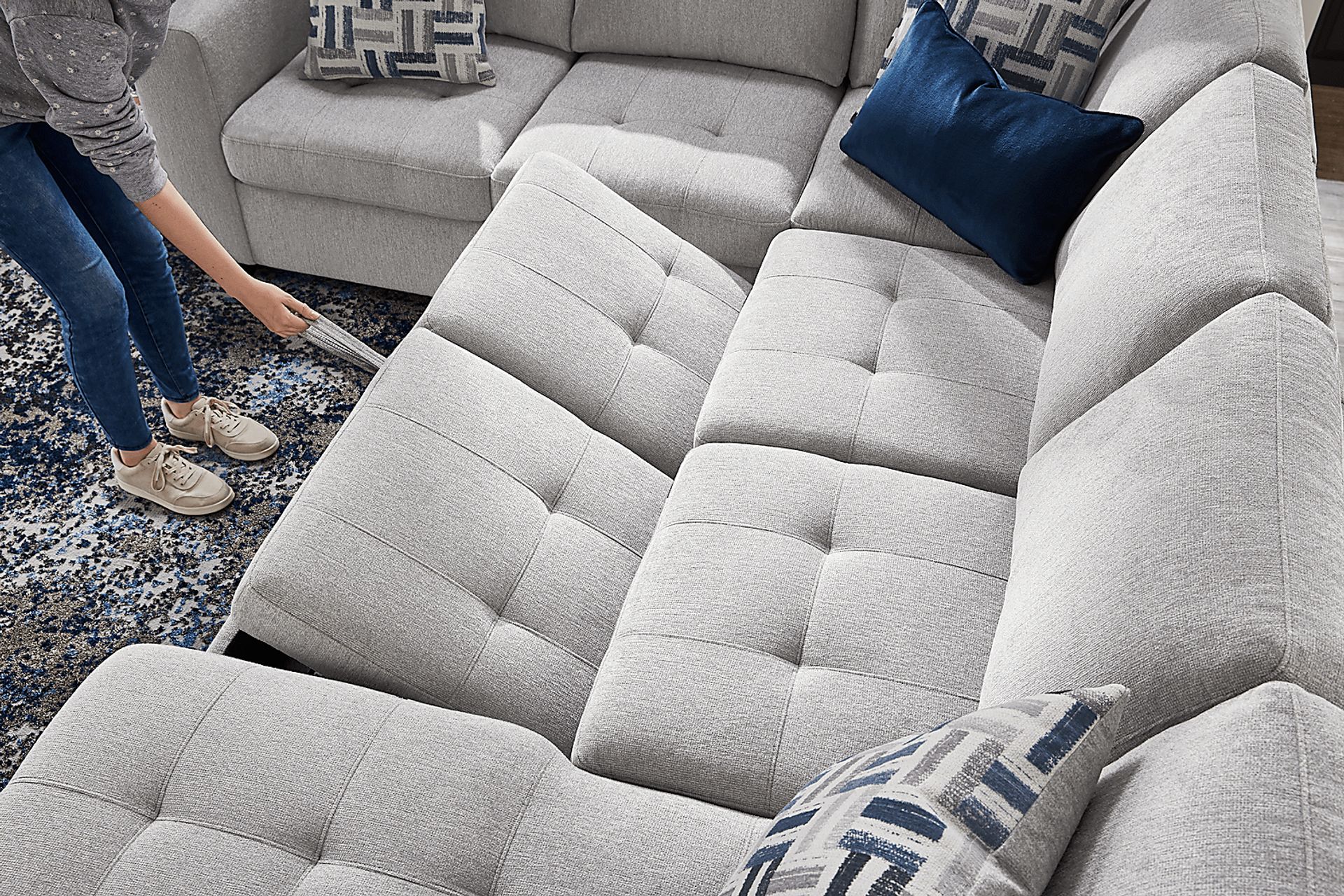 Geneva Gray 3 Pc Sleeper Sectional - Image 9