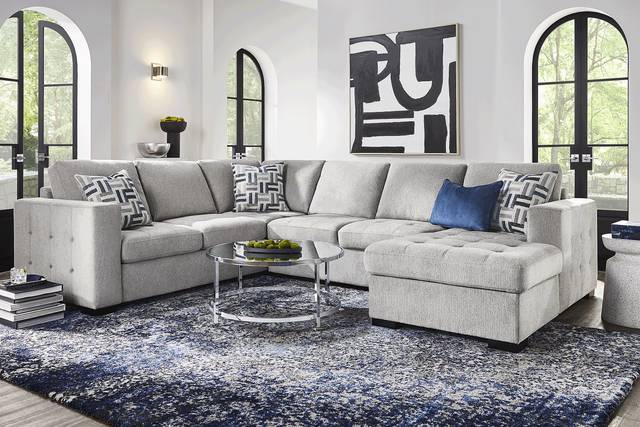 Geneva Gray 3 Pc Sleeper Sectional - Thumbnail - Image 2