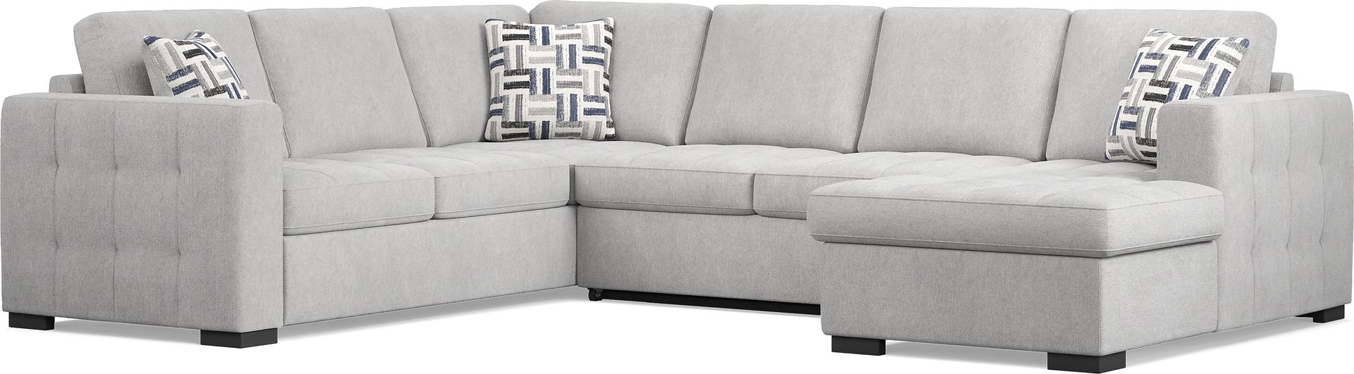 Geneva Gray 3 Pc Sleeper Sectional - Image 1