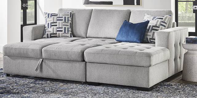 Geneva Gray 5 Pc Sleeper Sectional Living Room - Thumbnail - Image 2