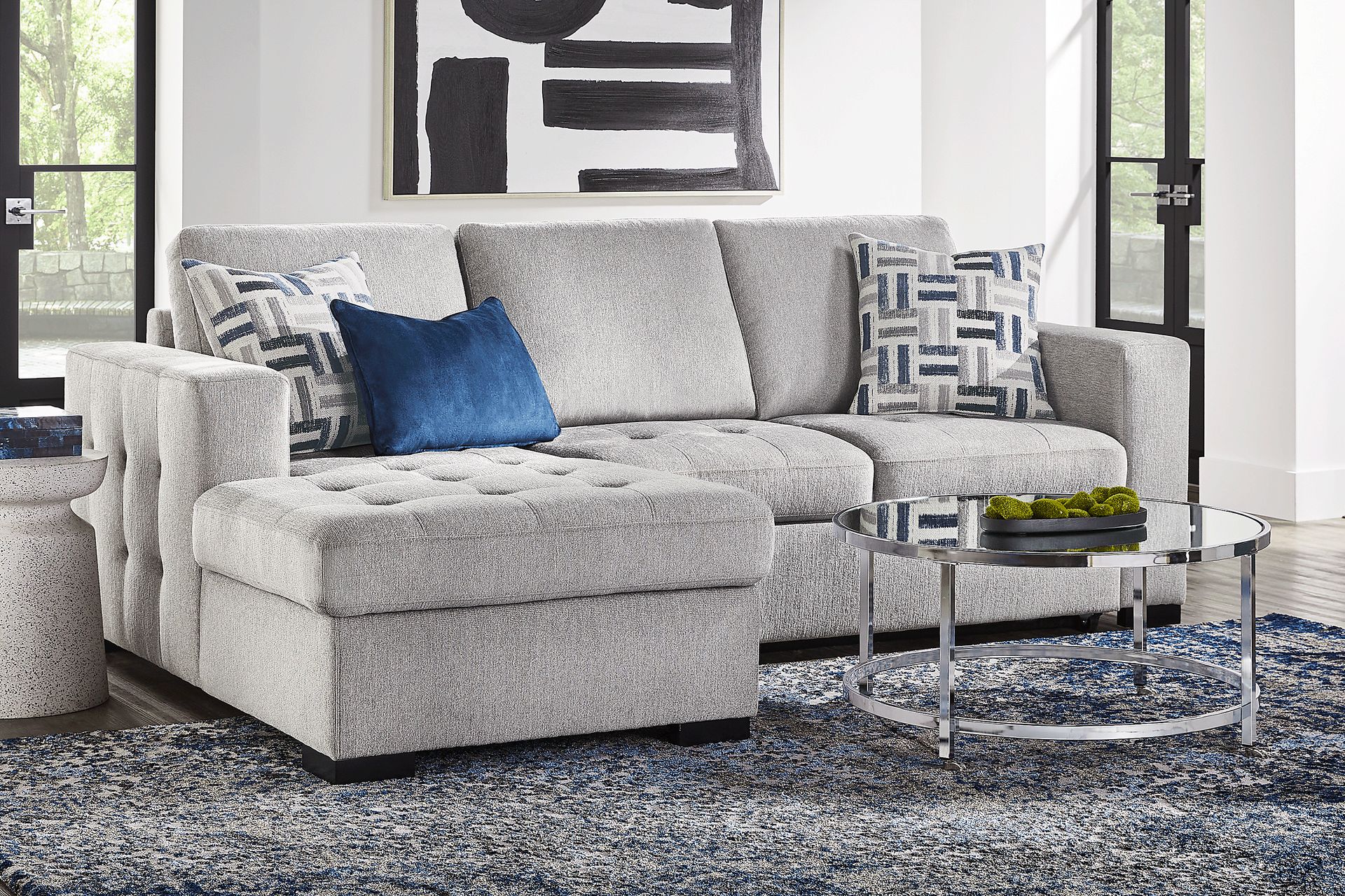 Geneva Gray 5 Pc Sleeper Sectional Living Room - Image 1
