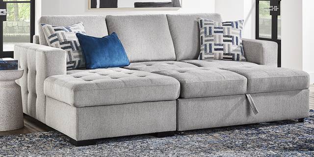 Geneva Gray 5 Pc Sleeper Sectional Living Room - Thumbnail - Image 2