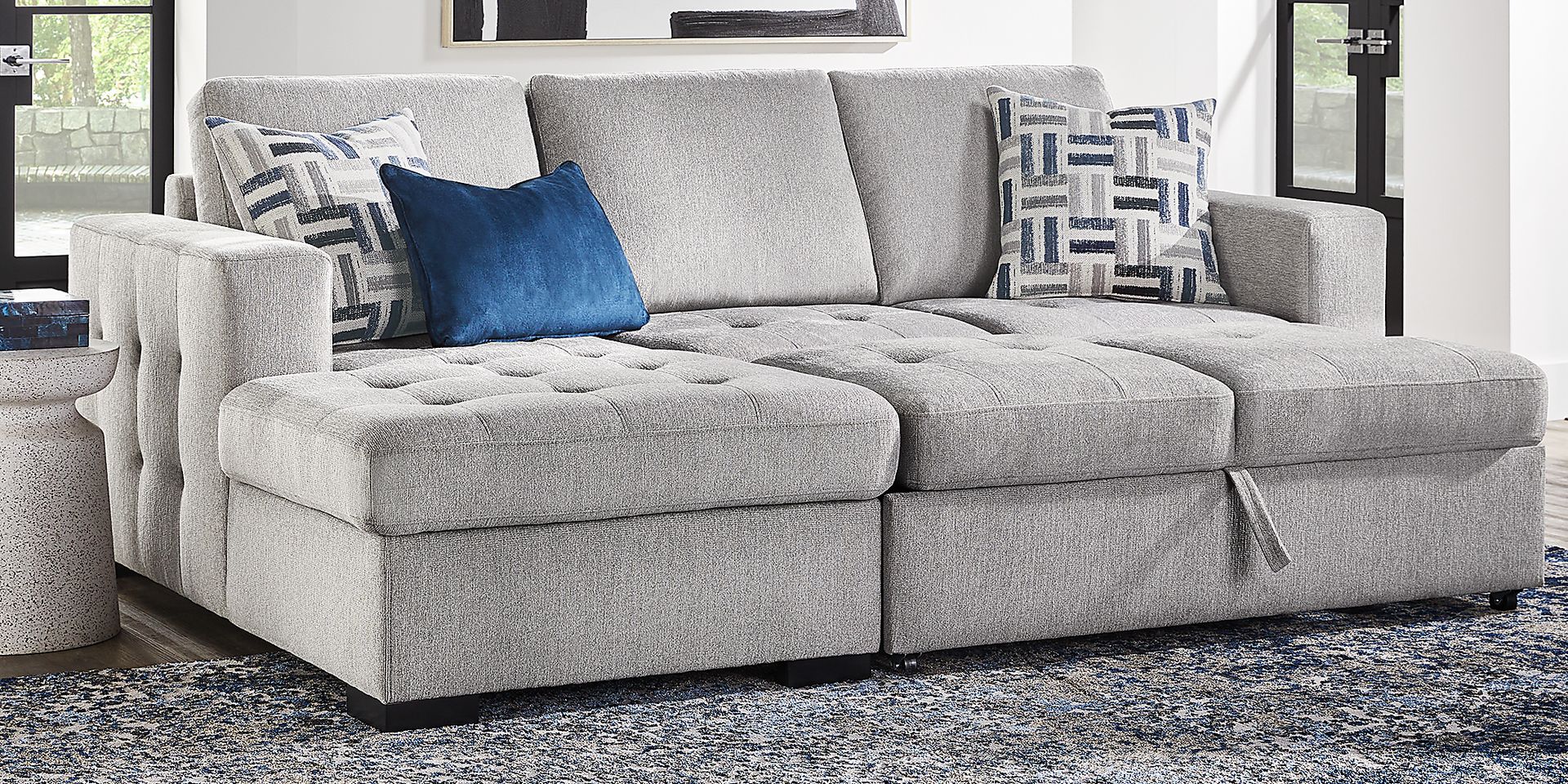 Geneva Gray 5 Pc Sleeper Sectional Living Room - Image 2