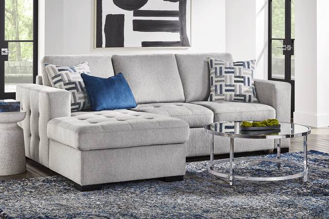 Geneva Gray 5 Pc Sleeper Sectional Living Room - Thumbnail - Image 1