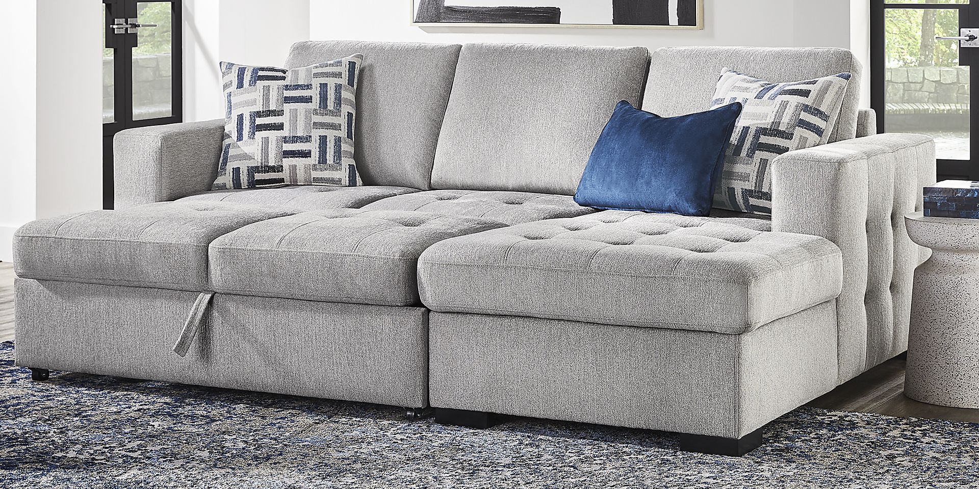 Geneva Gray 5 Pc Sleeper Sectional Living Room - Image 2