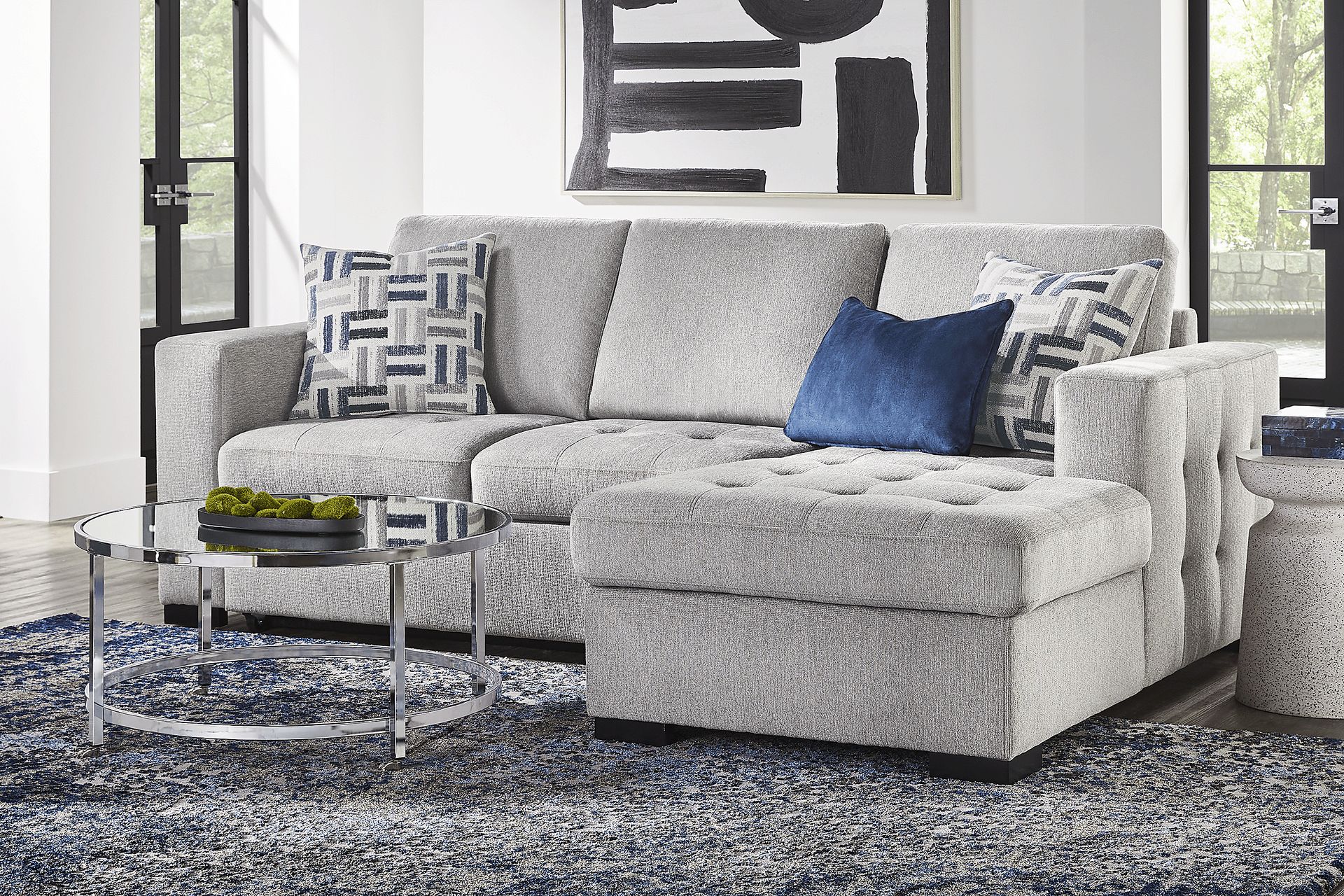 Geneva Gray 5 Pc Sleeper Sectional Living Room - Image 1