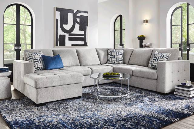 Geneva Gray 6 Pc Sleeper Sectional Living Room - Thumbnail - Image 1
