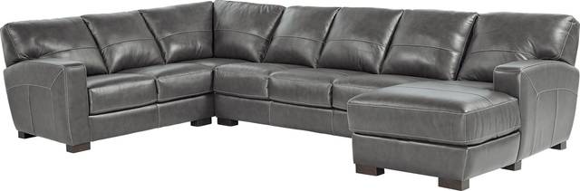 Gennaro 3 Pc Slate Leather Sectional - Thumbnail - Image 1