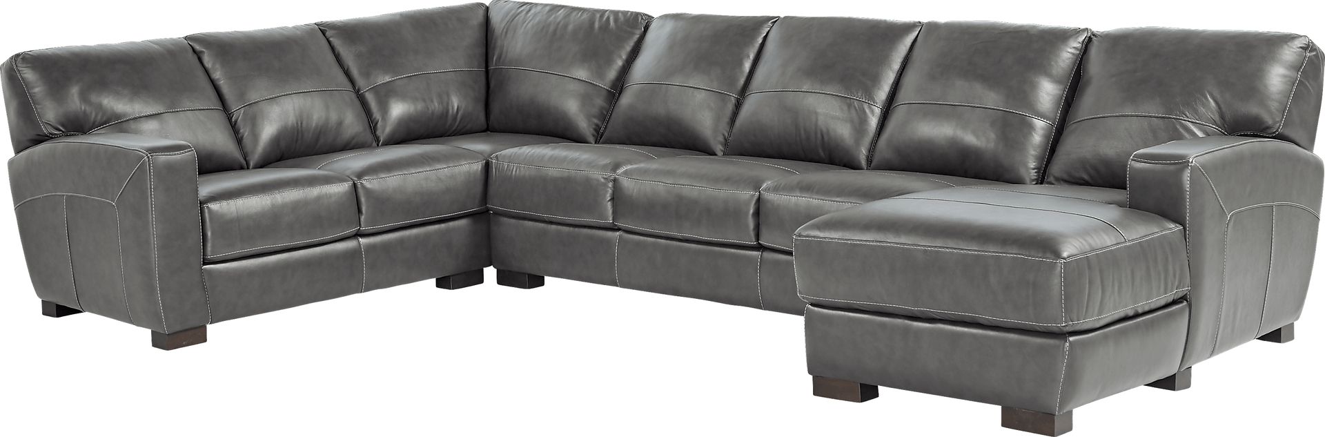 Gennaro 3 Pc Slate Leather Sectional - Image 1