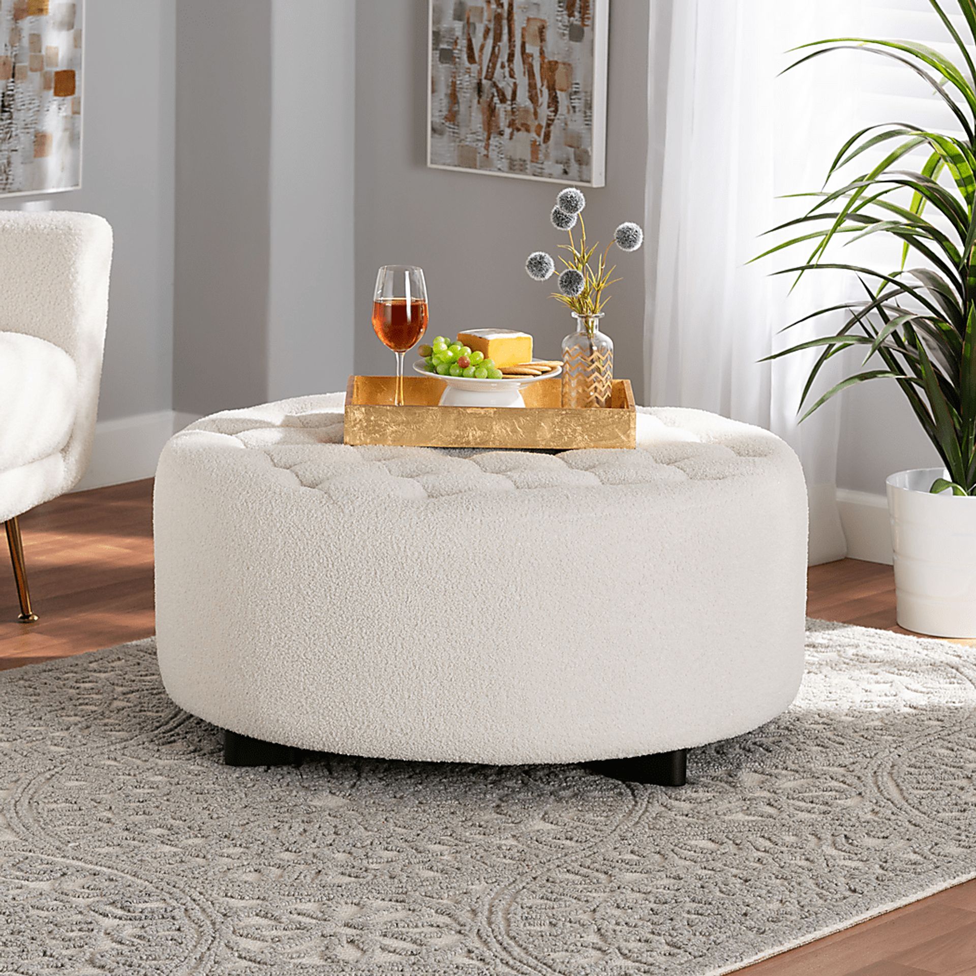 Genoply Ivory Ottoman - Image 2