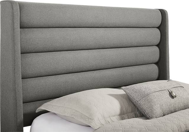 Genovia Gray 3 Pc Queen Upholstered Bed - Thumbnail - Image 2