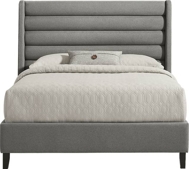 Genovia Gray 3 Pc Queen Upholstered Bed - Thumbnail - Image 1