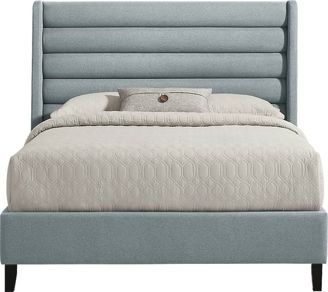 Genovia Light Blue 3 Pc Queen Upholstered Bed - Thumbnail - Image 1