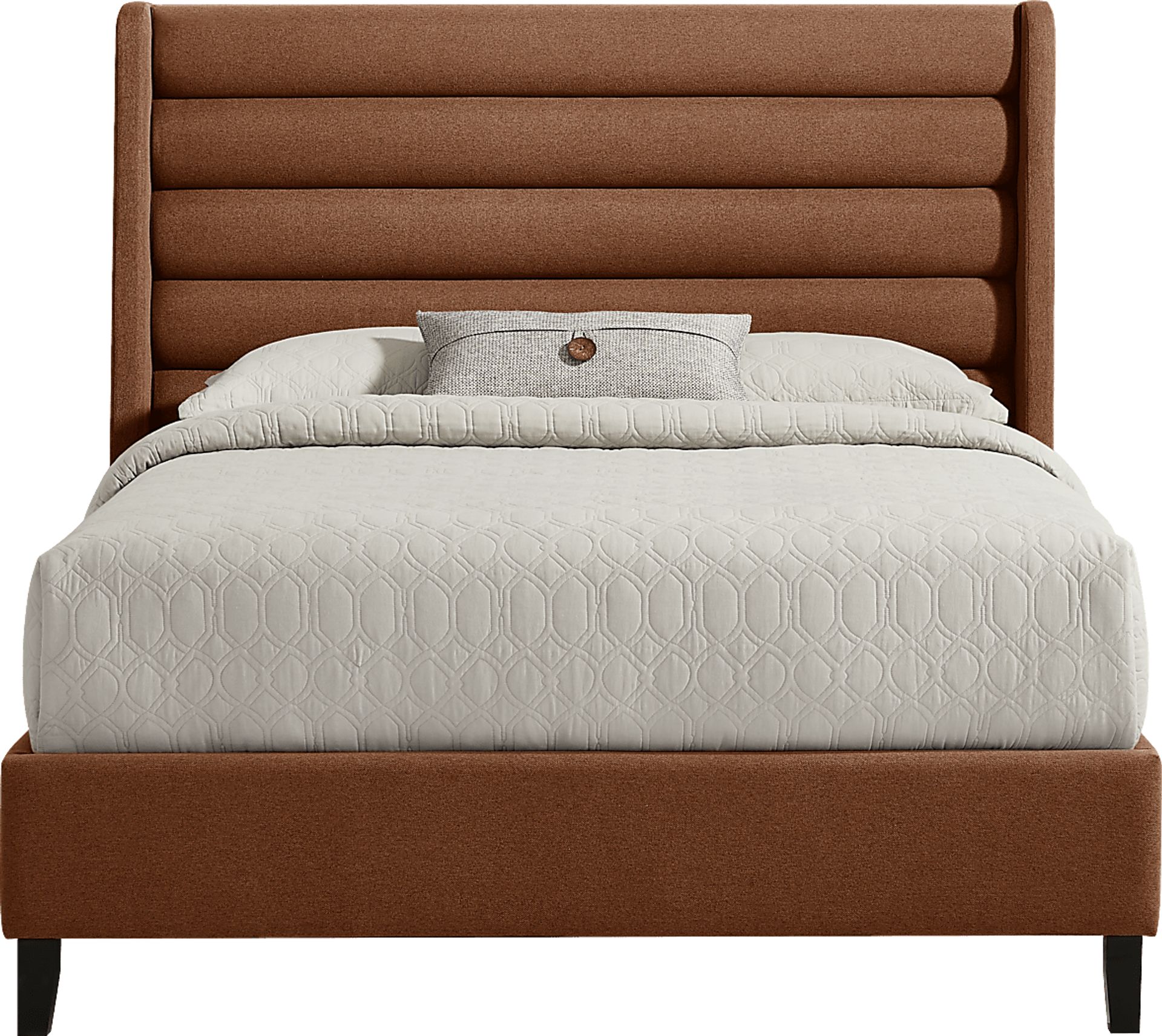 Genovia Rust 3 Pc King Upholstered Bed - Image 1