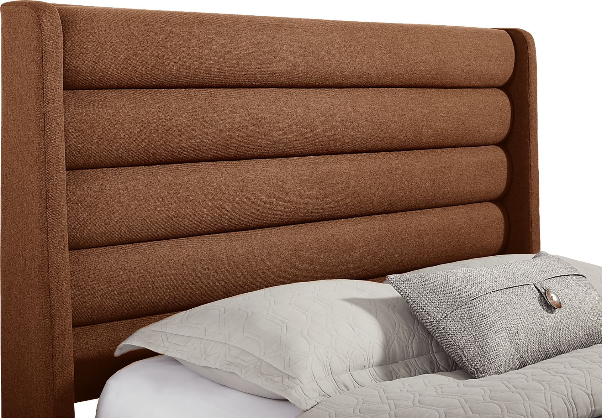 Genovia Rust 3 Pc Queen Upholstered Bed - Image 2