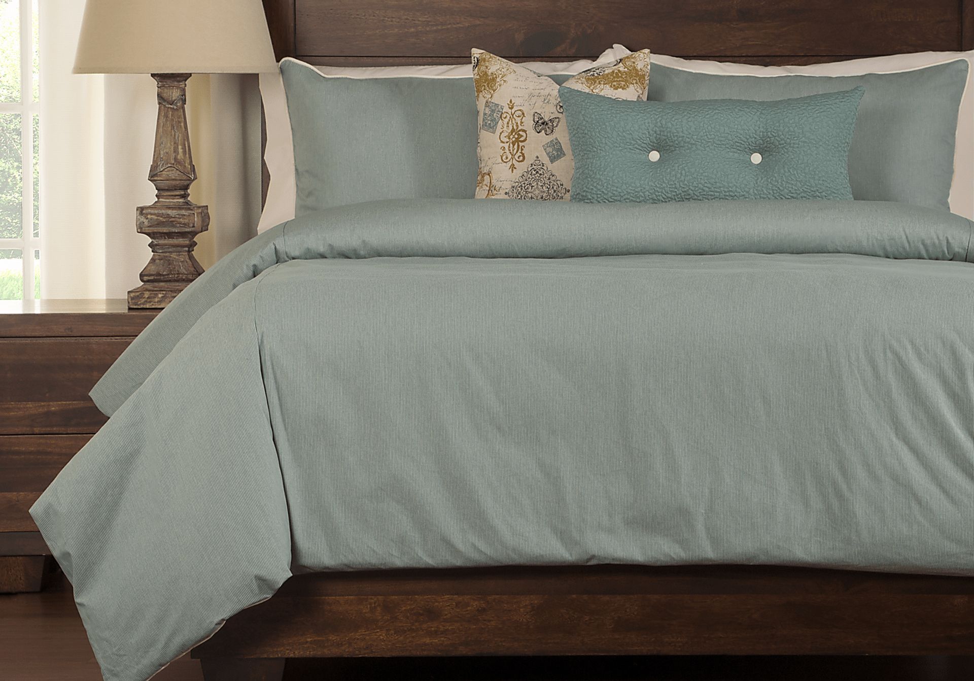 Genting Blue 6 Pc Queen Duvet Set - Image 1