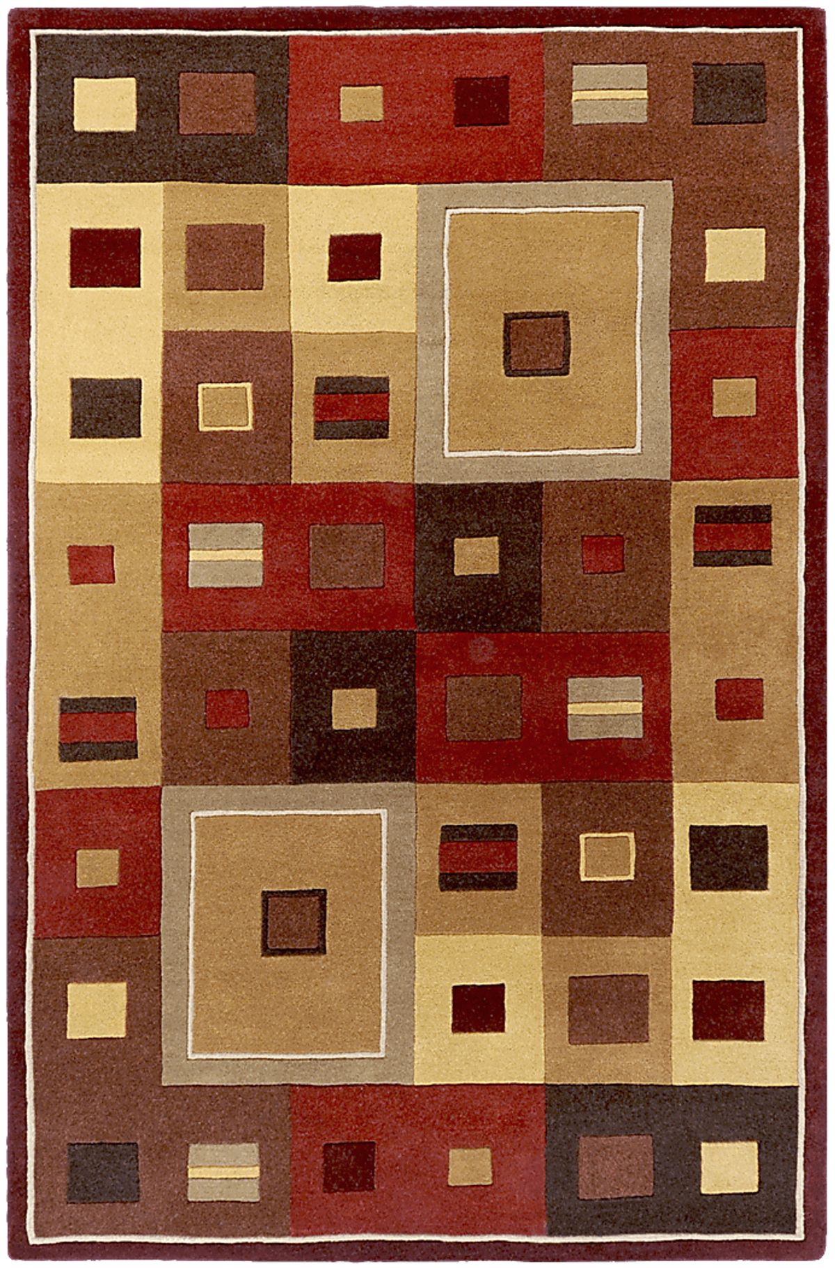 Geo Squares Multi Wool Fabric Rug | Rooms to Go