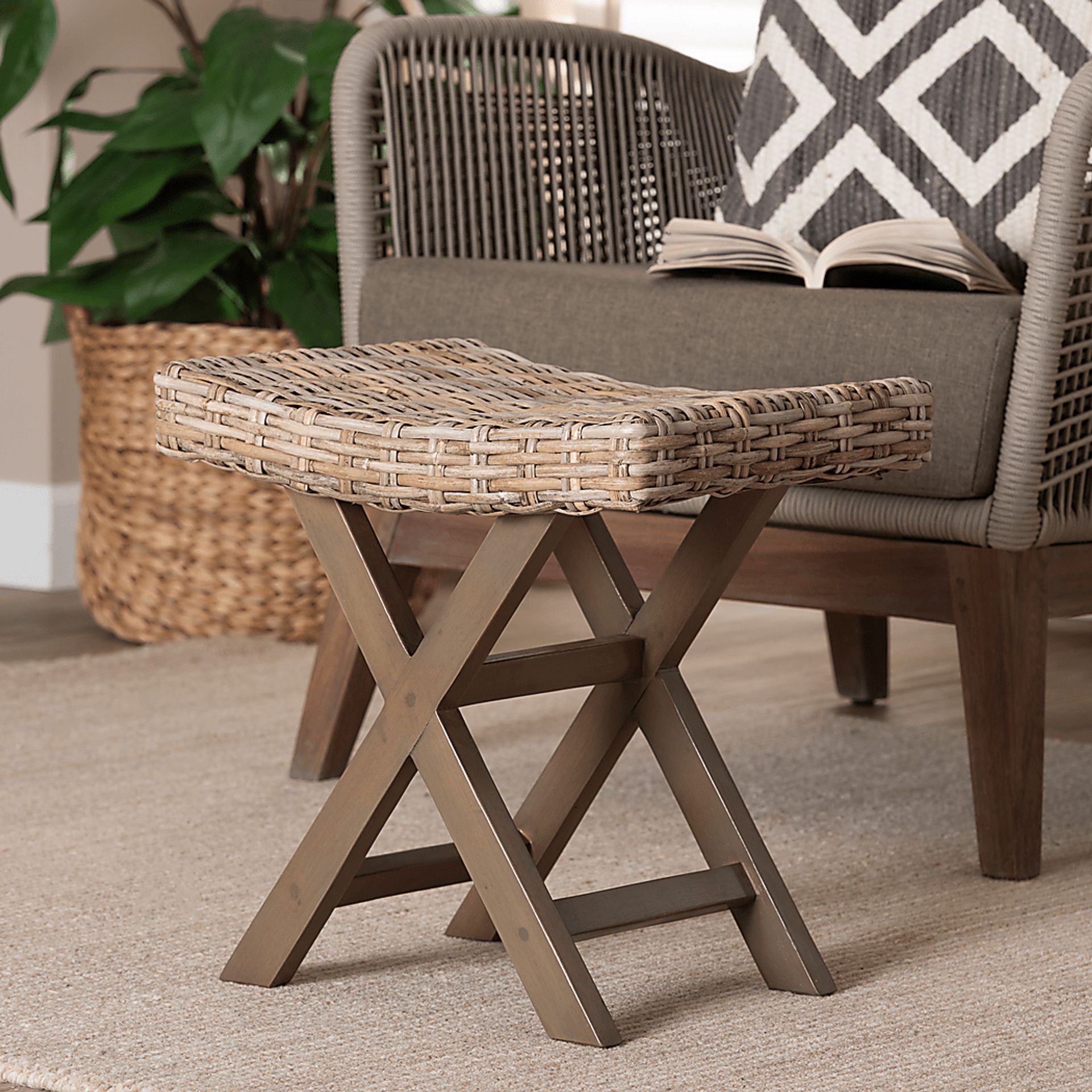 Geurin Taupe Ottoman - Image 2