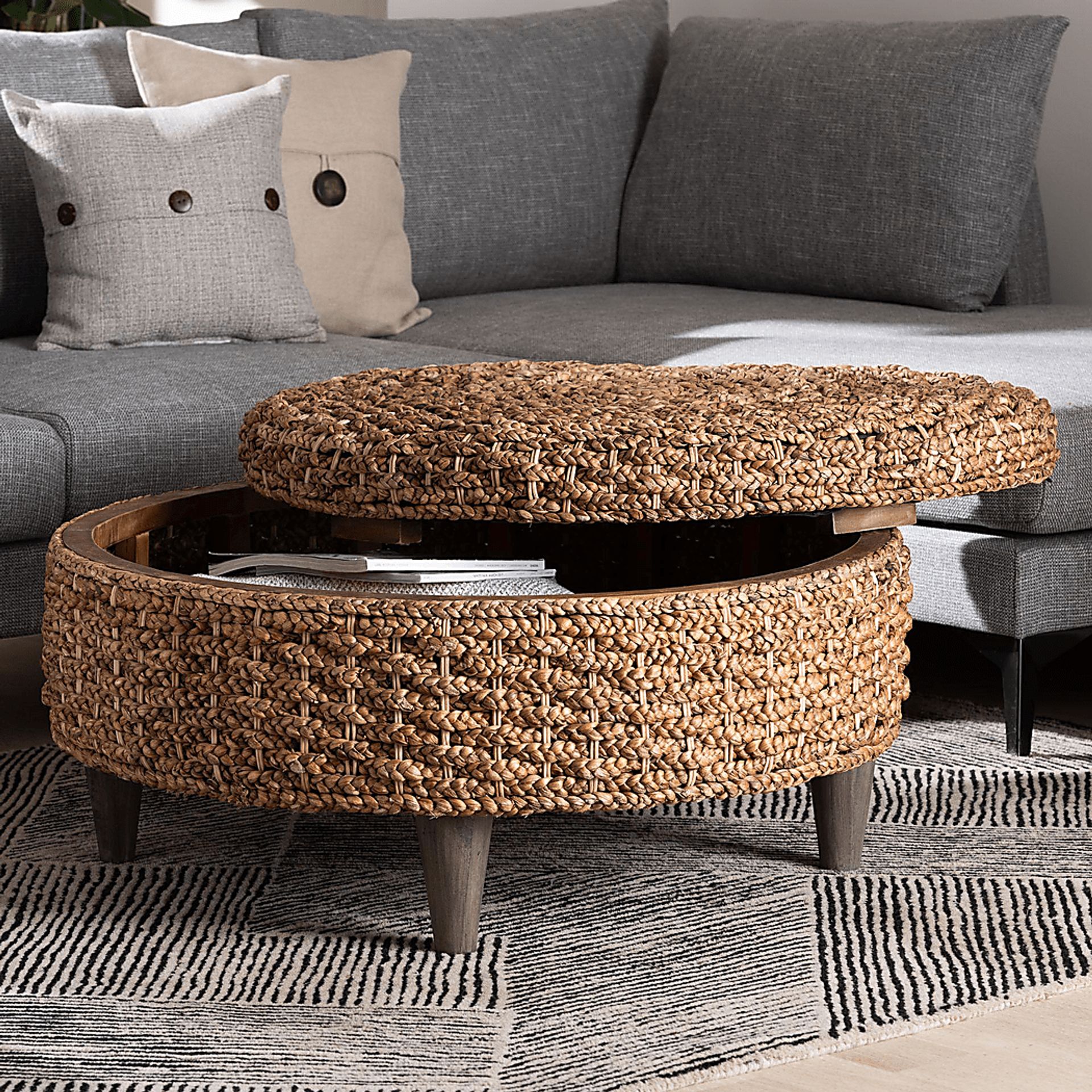 Ghostnite Brown Storage Ottoman - Image 2