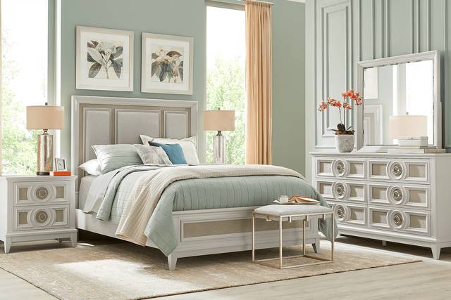 Gianna Lane Ivory 7 Pc Queen Panel Bedroom - Thumbnail - Image 1